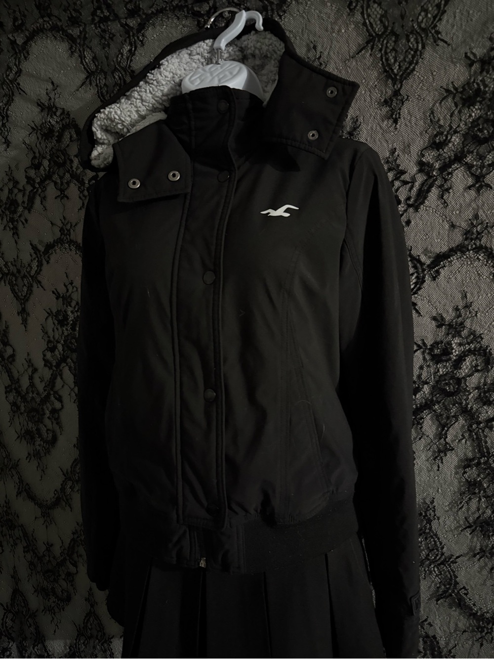 Hollister Co. Women's Black Coat all-weather fleece-lined hooded jacket S